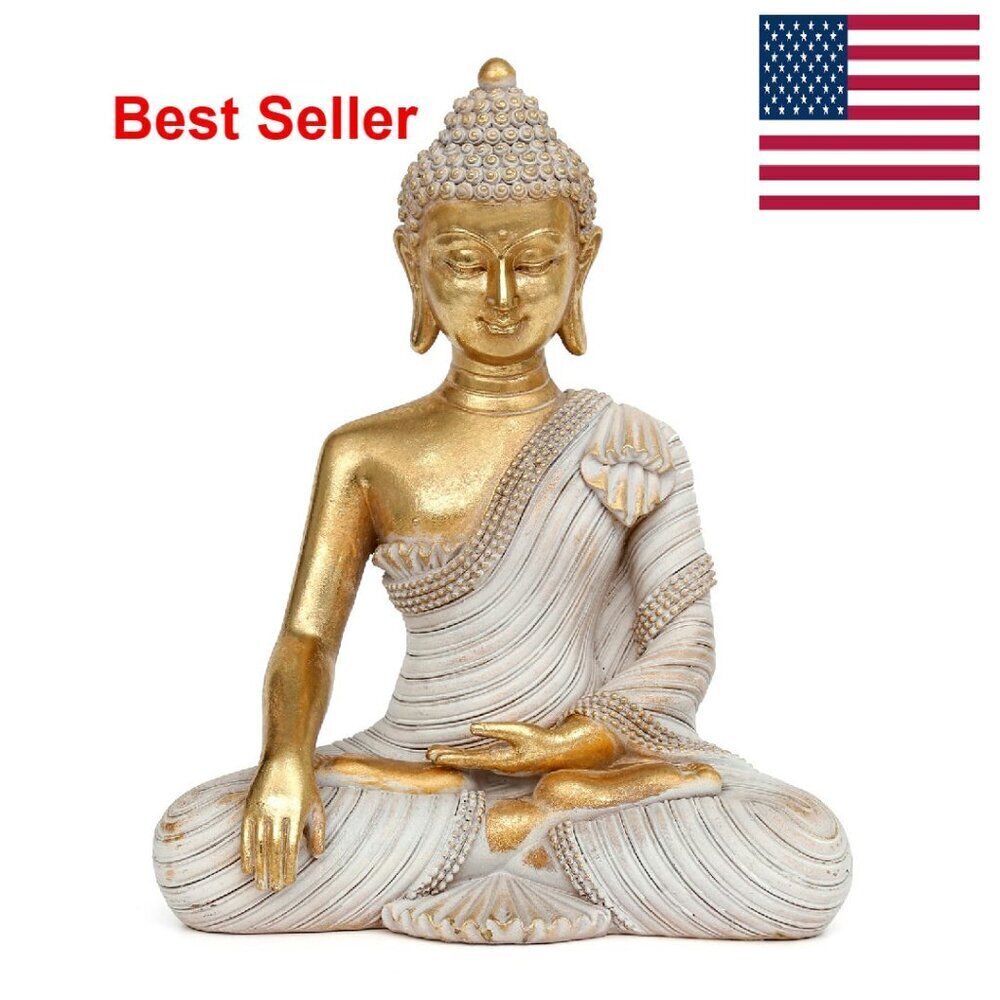 Large Buddha Statue Zen Meditation Home Decor Polyresin Traditional Sculpture